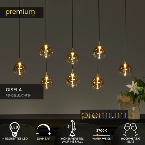 Lucide GISELA - Pendelleuchten - LED Dim. - 8x3,9W 2700K - Amber | Premium - USP